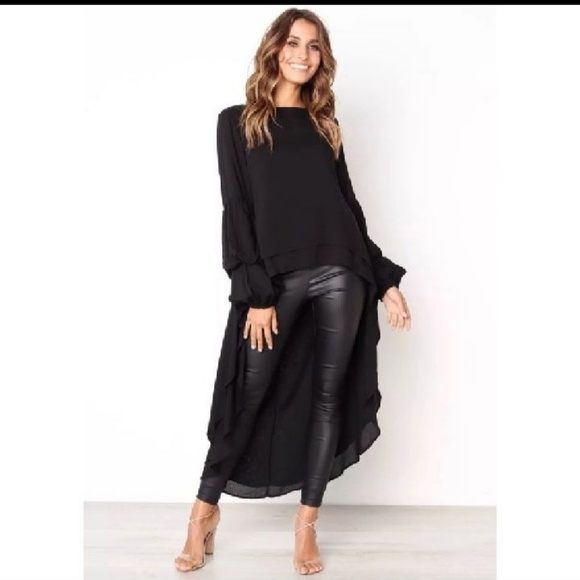 Almost Gone! Trendy & Chic Hi-Low Puff Sleeve Top - Picture 3 of 7